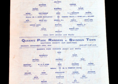 Chelsea v Hull 26.11.1910 QPR v Swindon 28.11.1910