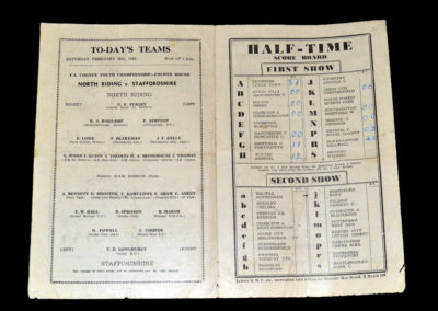 North Riding v Staffordshire 19.02.1949 County Championship