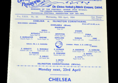 Islington Corinthians v Chelsea 18.04.1934