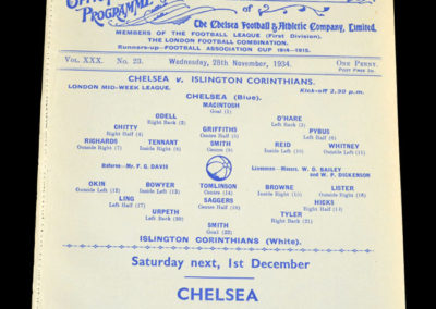Chelsea v Islington Corinthians 28.11.1934