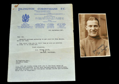 Letter "Chit" for Ted Wingfield 02.09.1937 & Signed Photo