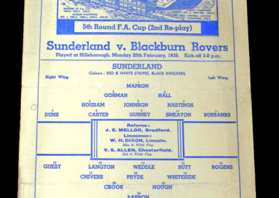 Sunderland v Blackburn 20.02.1939 5th rd 2nd rep 0-1