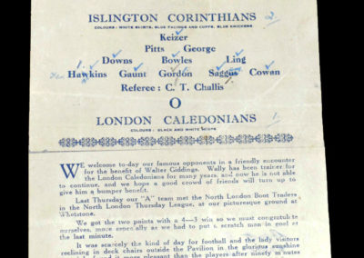 Islington Corinthians v London Caledonians 22.09.1932