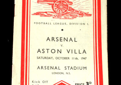 Arsenal v Aston Villa 11.10.1947