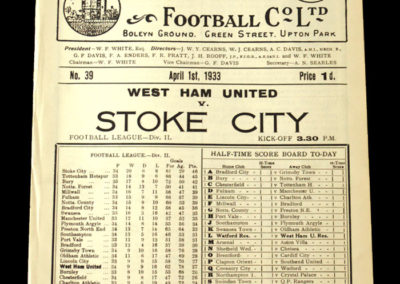 West Ham v Stoke 01.04.1933 (Stanley Matthews)