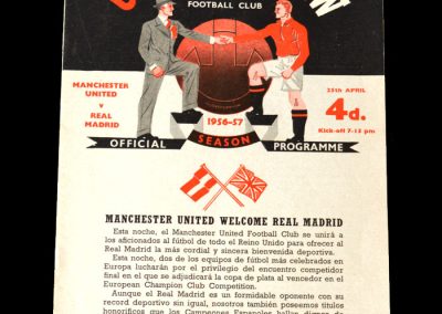 Man Utd v Real Madrid 25.04.1957 - semi final of the European cup. a goal in a 2-2 draw, after one in the 1st leg but its not enough and united go out.