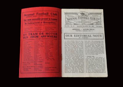 Arsenal v Aston Villa 08.11.1930