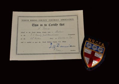 North Riding v Durham 29.10.1949 - Certificate and badge