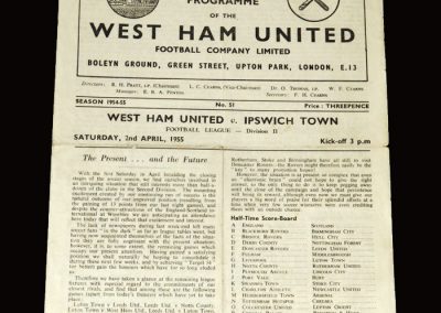 West Ham v Ipswich 02.04.1955 4-0