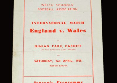 England Schools v Wales Schools 02.04.1955 (Dawson, Cliss)