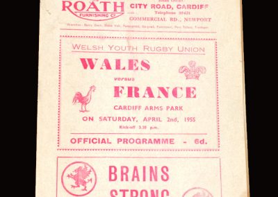 Wales v France (Rugby Union Under 18) 02.04.1955