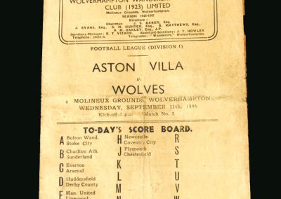 Wolves v Aston Villa 11.09.1946