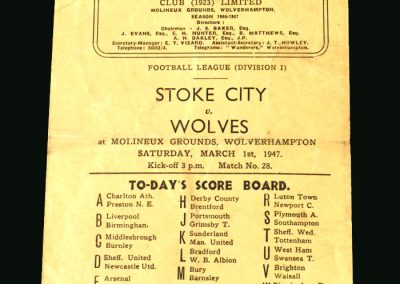 Wolves v Stoke 01.03.1947