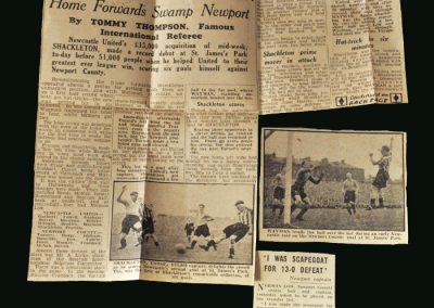Newcastle v Newport County 05.10.1946 (Press Cuttings after 13-0 Win)