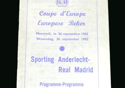 Anderlecht v Real Madrid 26.09.1962 (European Cup 1st Round)