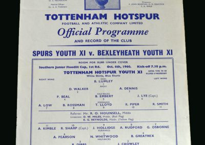 Spurs Youth v Bexleyheath Youth 04.10.1960