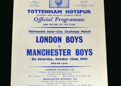 London Boys v Manchester Boys 22.10.1960 (Switched to Cheshunt)