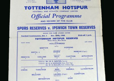 Spurs v Ipswich 10.12.1960