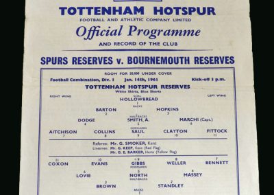 Spurs v Bournemouth 14.01.1961