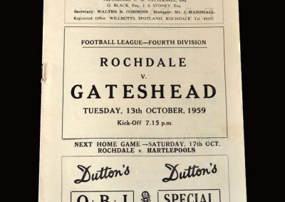 Gateshead v Rochdale 13.10.1959