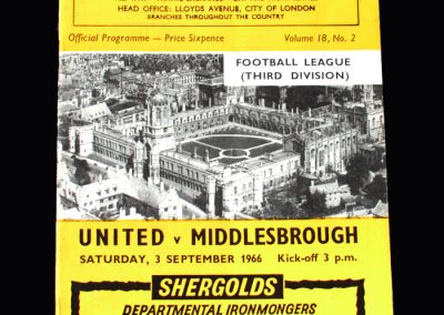 Middlesbrough v Oxford 03.09.1966