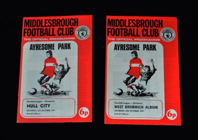 Middlesbrough v Hull 13.10.1973 | Middlesbrough v West Brom 20.10.1973