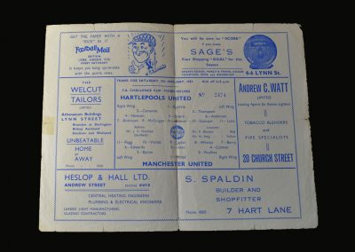 Man Utd v Hartlepool 05.01.1957 (FA Cup 3rd Round)