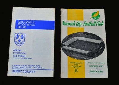 Millwall v Derby 12.04.1969 | Norwich v Derby 16.04.1969