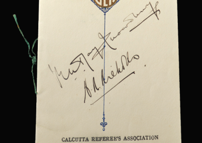 Calcutta Referees Association dinner menu (signed) 27.12.1937