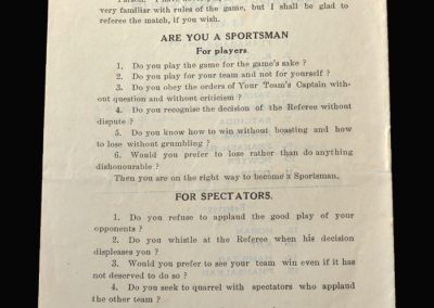 Islington Corinthians v Penang Asiatics 11.01.1938 Referee notes