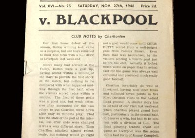 Charlton v Blackpool 27.11.1948
