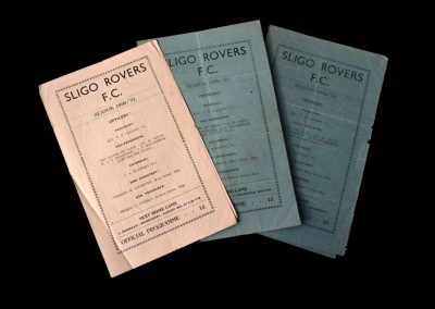 Sligo Rovers v Drumcondra 27.08.1950 | Sligo Rovers v Dundalk 30.08.1950 | Slig Rovers v Shamrock 03.09.1950 (a few early games in Ireland)