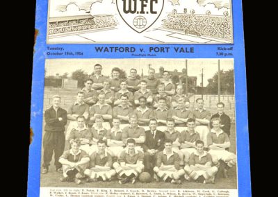 Port Vale v Watford 19.10.1954 (Friendly)