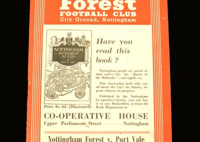 Port Vale v Notts Forrest 30.10.1954