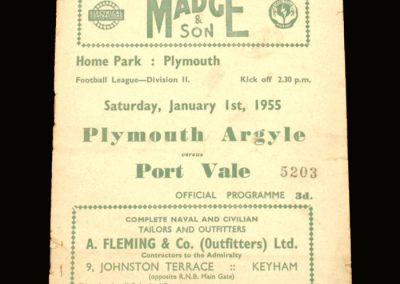 Port Vale v Plymouth 01.01.1955