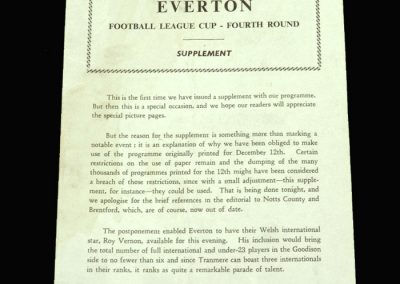 Tranmere v Everton 21.12.1960 League Cup 4th Round