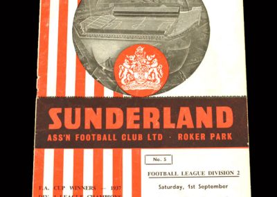 Sunderland v Swansea 01.09.1962