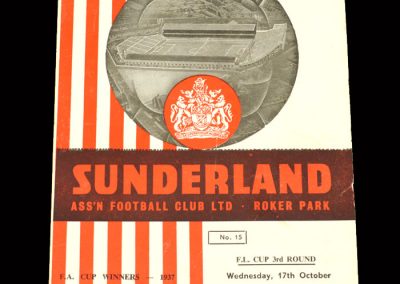 Sunderland v Scunthorpe 17.10.1962 - League Cup 3rd Round