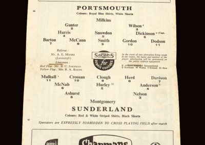 Sunderland v Portsmouth 24.11.1962
