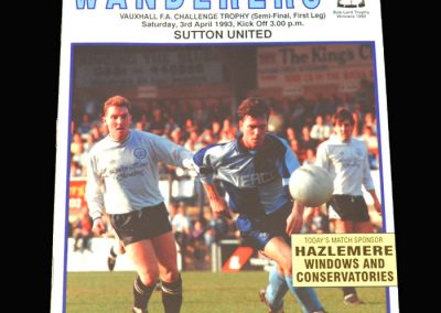 Wycombe v Sutton 03.04.1993 - FA Trophy Semi Final 1st Leg