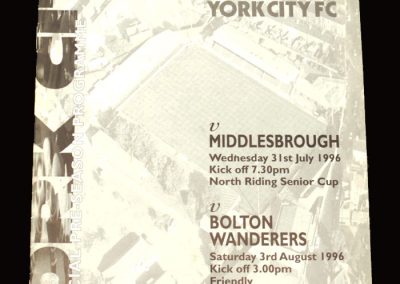 Middlesbrough v York City 31.07.1996 - Friendly