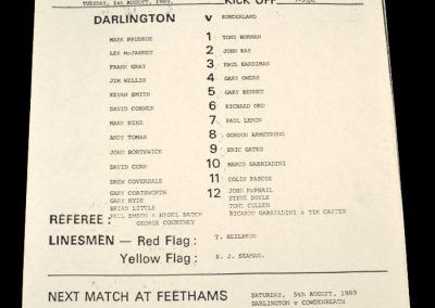 Darlington Reserves v Sunderland Reserves 01.08.1989