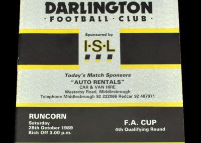 Darlington v Runcorn 28.10.1989 - FA Cup 4th Qualifying Round