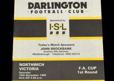 Darlington v Northwich Victoria 18.11.1989 - FA Cup 1st Round