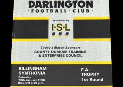 Darlington v Billingham Synthonia 13.01.1990 - FA Trophy 1st Round