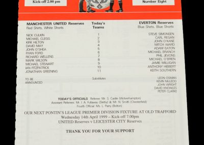 Man Utd Reserves v Everton Reserves 27.03.1999