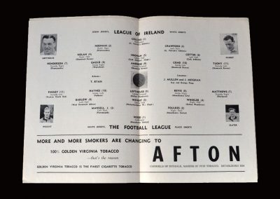The League of Ireland v The Football League 22.09.1954 (Jimmy Gauld left his native Aberdeen, became the leading Irish goalscorer and got representative honours)