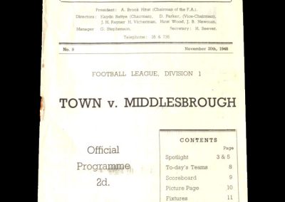 Middlesbrough v Huddersfield 20.11.1948