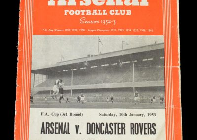 Arsenal v Doncaster 10.01.1953 - FA Cup 3rd Round