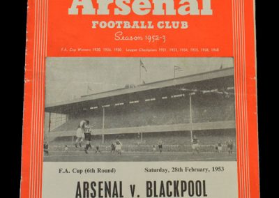 Arsenal v Blackpool 28.02.1953 - FA Cup 6th Round